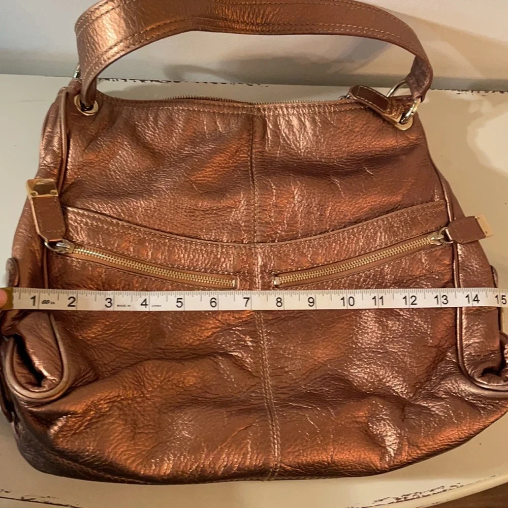 Authentic Michael Kors Metallic Copper Soft Leather Shoulder Bag Purse - Picture 13 of 15